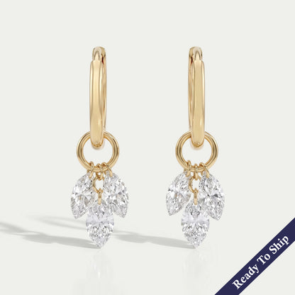 Marquise Drill Diamond Charm Hoop Earrings Earring