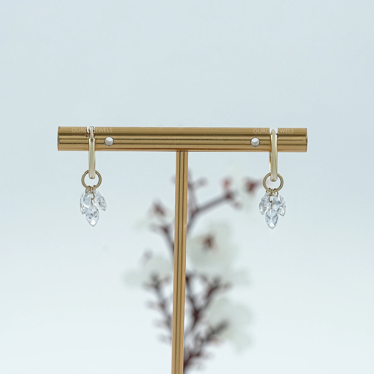 Marquise Drill Diamond Charm Hoop Earrings Earring
