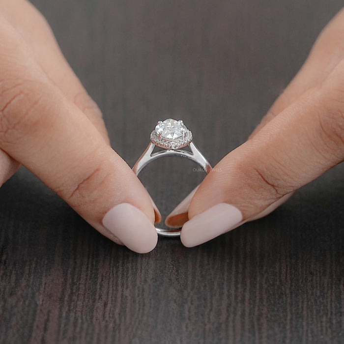 Marquise Diamond Halo Solitaire Engagement Ring Rings