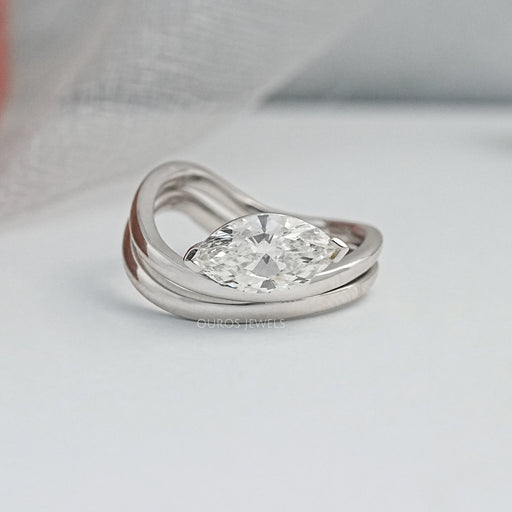 Marquise Diamond Plain Band Ring Set in Gold Rings