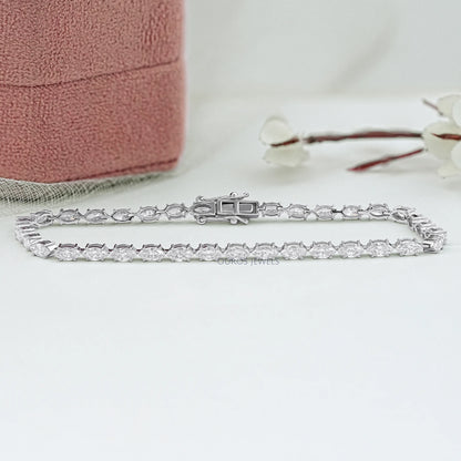Marquise Cut Lab Diamond White Gold Tennis Bracelet Prong Set Bracelet