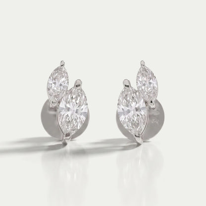 Two Stone Marquise Lab Diamond Stud Earrings
