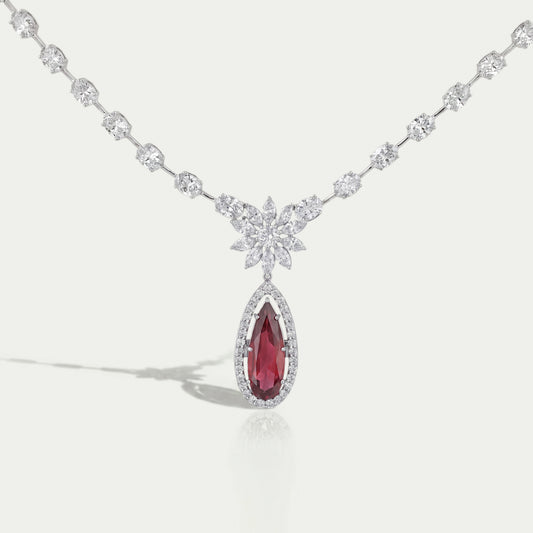 Red Ruby Pear Gemstone Bridal Necklace Necklaces