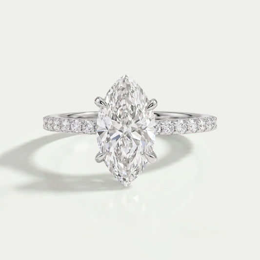 Marquise Cut Lab Grown Diamond Solitaire Accent Ring Ring