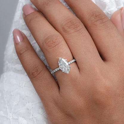 Marquise Cut Lab Grown Diamond Solitaire Accent Ring Ring