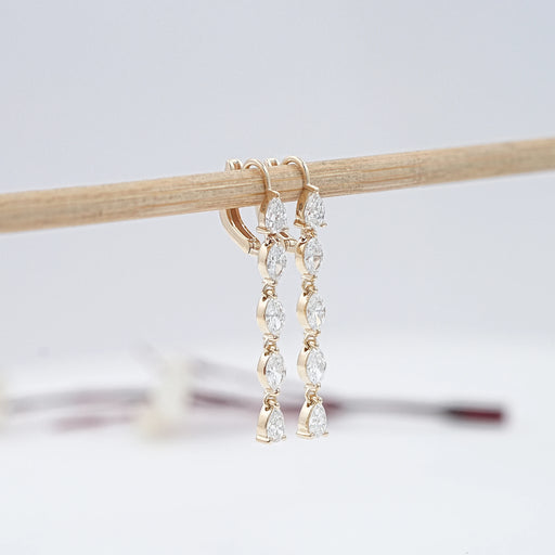 Pear And Marquise Cut Lab Diamond Dangle Earrings
