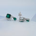 Green Asscher Gemstone And Marquise Diamond Drop Earrings
