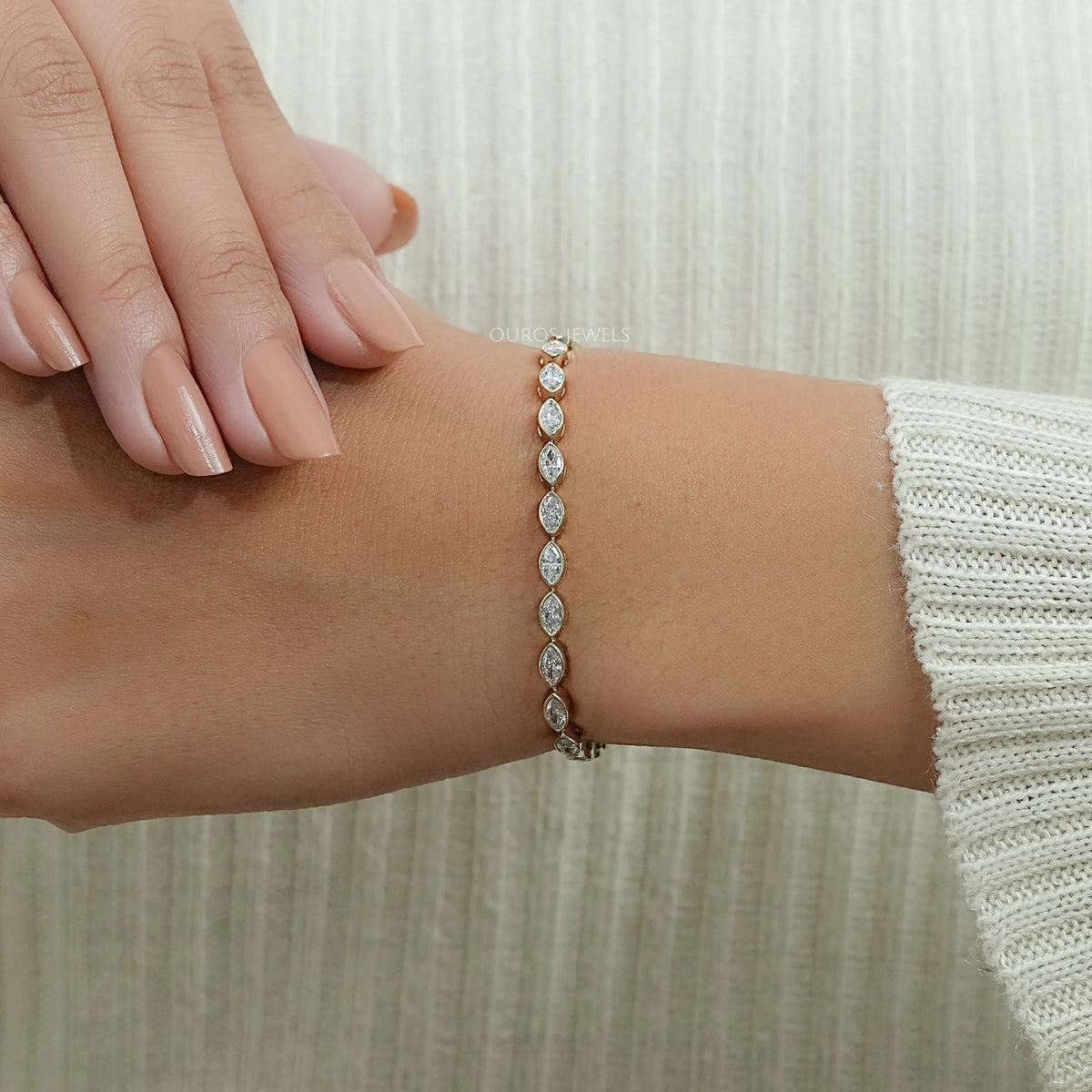 Marquise Cut Lab Diamond White Gold Tennis Bracelet Bracelet