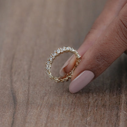 Marquise And Round Diamond Eternity Wedding Band