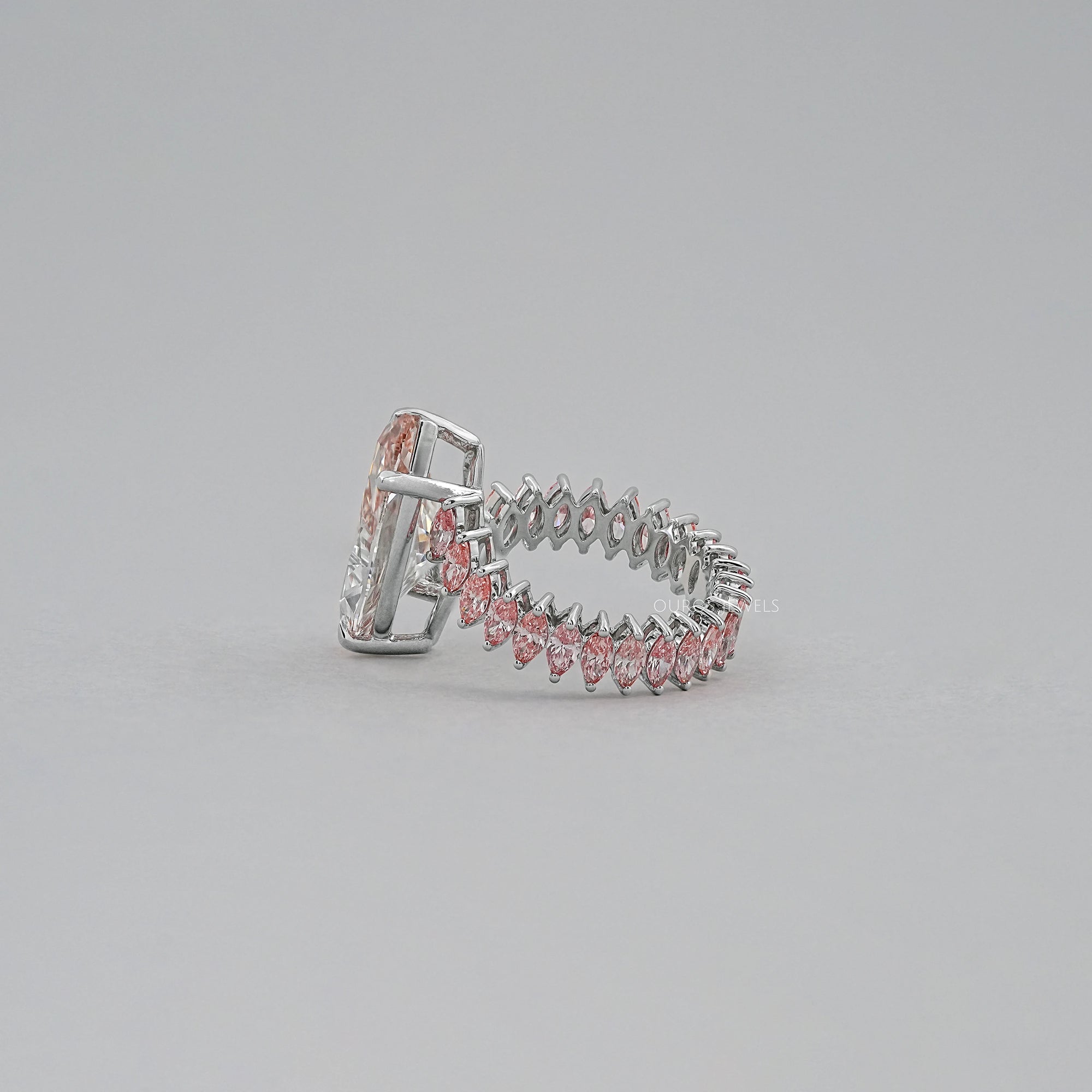 Fancy Pink Marquise Lab Diamond Bypass Ring Ring