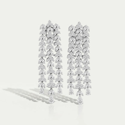 Marquise And Round Cut Lab Diamond Chandelier Earrings