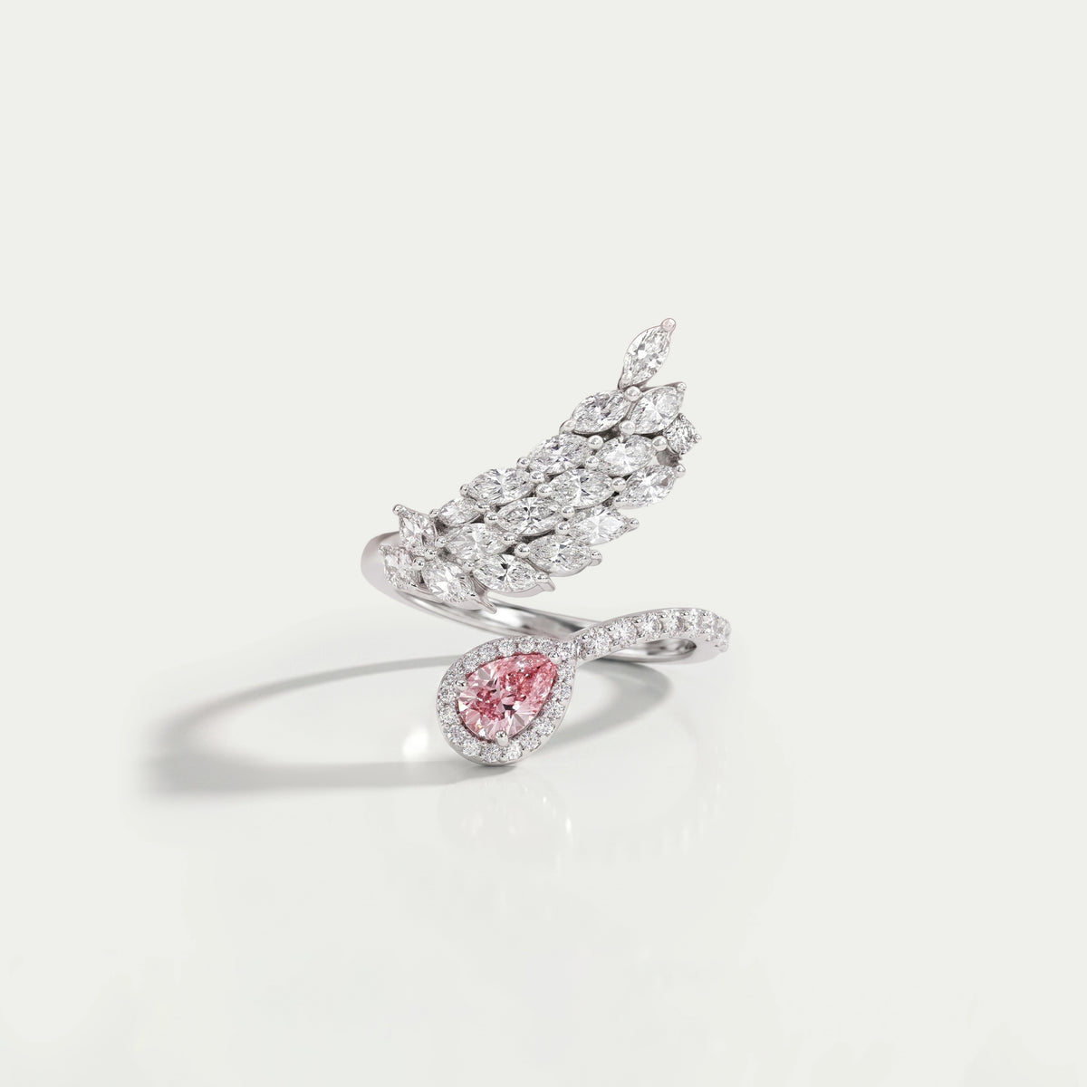 Marquise & Pear Cut Leaves Bypass Ring