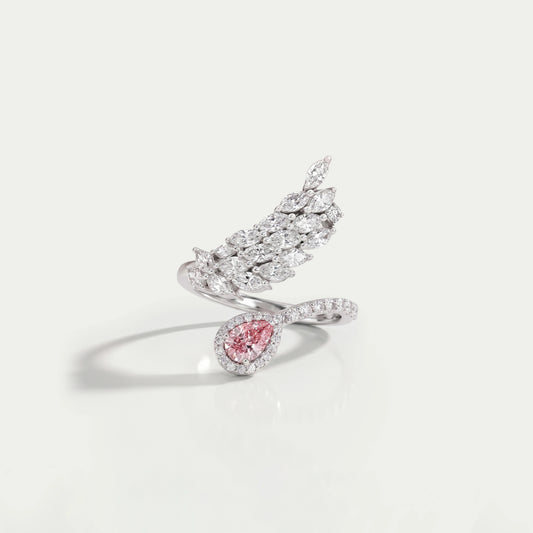 Marquise & Pear Cut Leaves Bypass Ring
