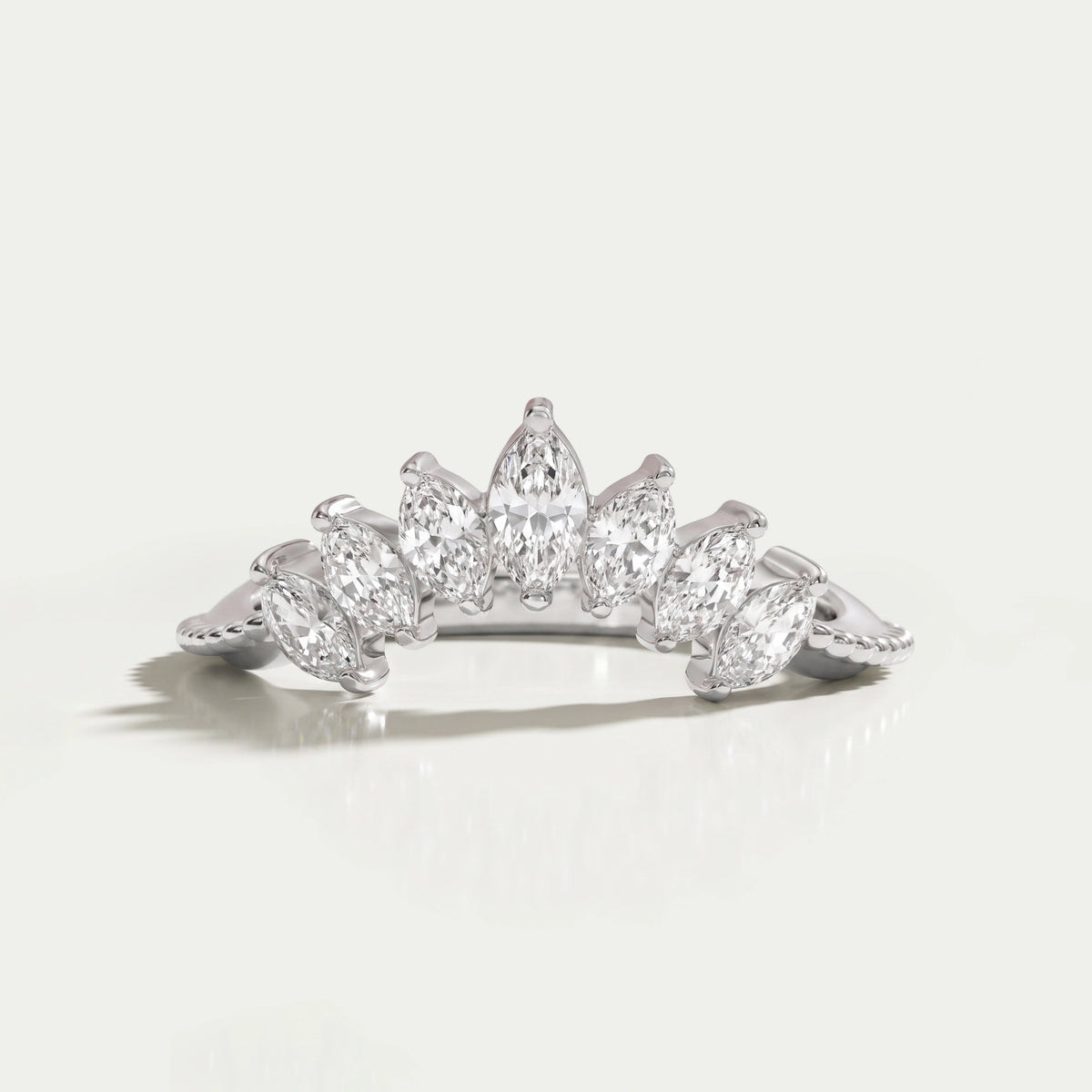 Marquise Cut Curved Stackable Band Rings
