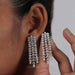[A Women wearing Marquise and Round Diamond Drop Earrings]-[Ouros jewels]