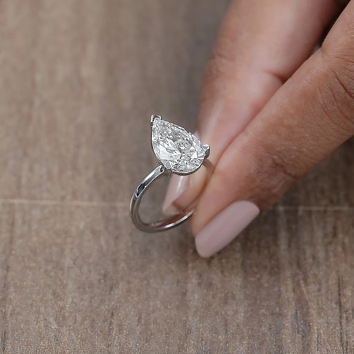Pear Cut Lab Diamond Solitaire Engagement Ring Rings