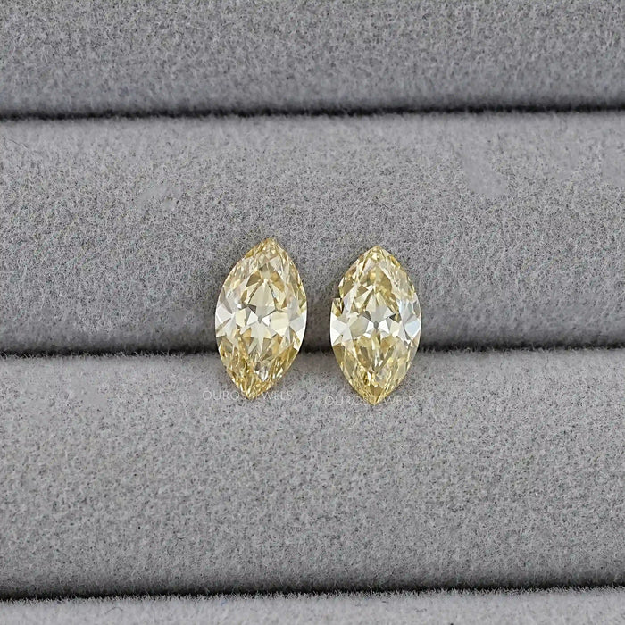 Old Mine Marquise Cut Lab Grown Diamond - Fancy Intense Yellow Loose