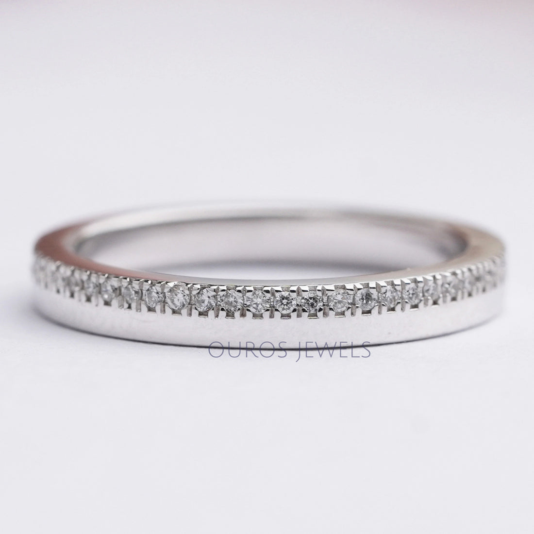 Matte Finish Round Diamond Wedding Band