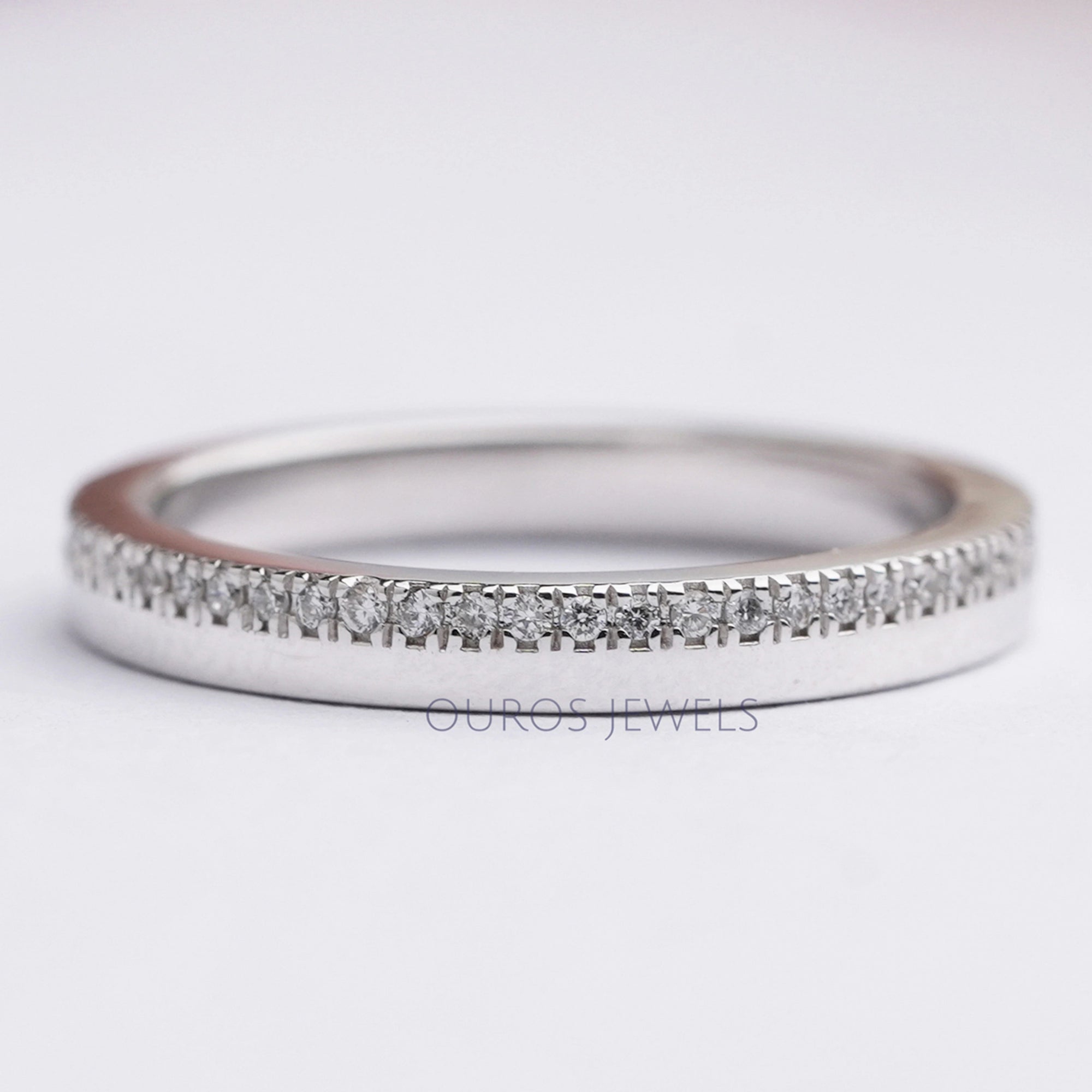 Matte Finish Round Diamond Wedding Band