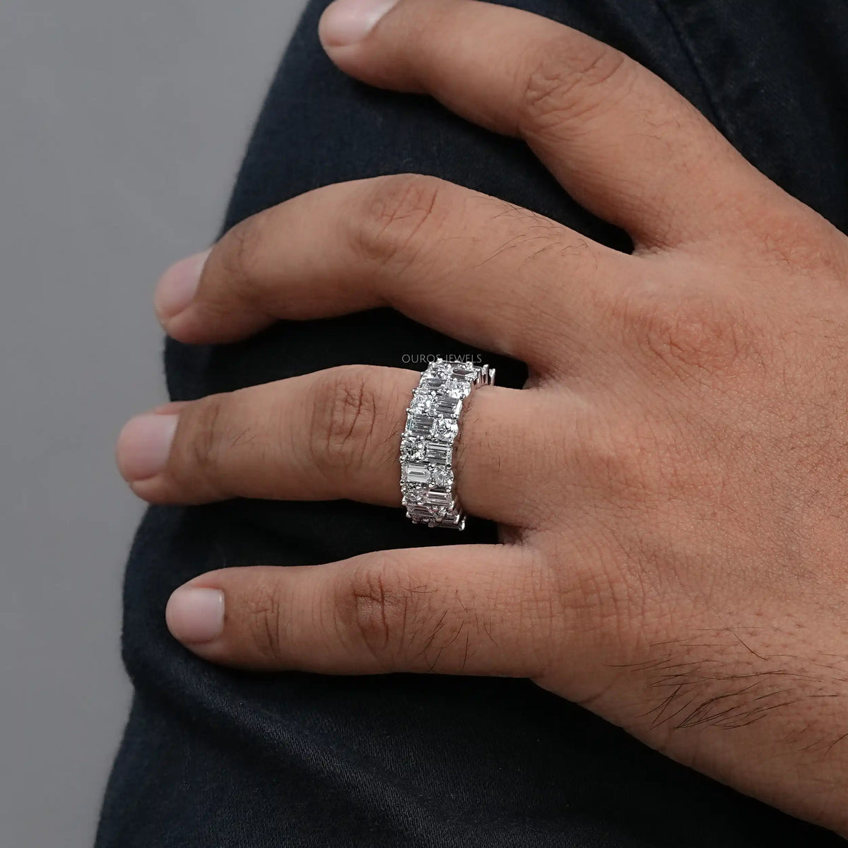 Baguette And Round Brilliant Cut Unisex Rings For Couples Ring