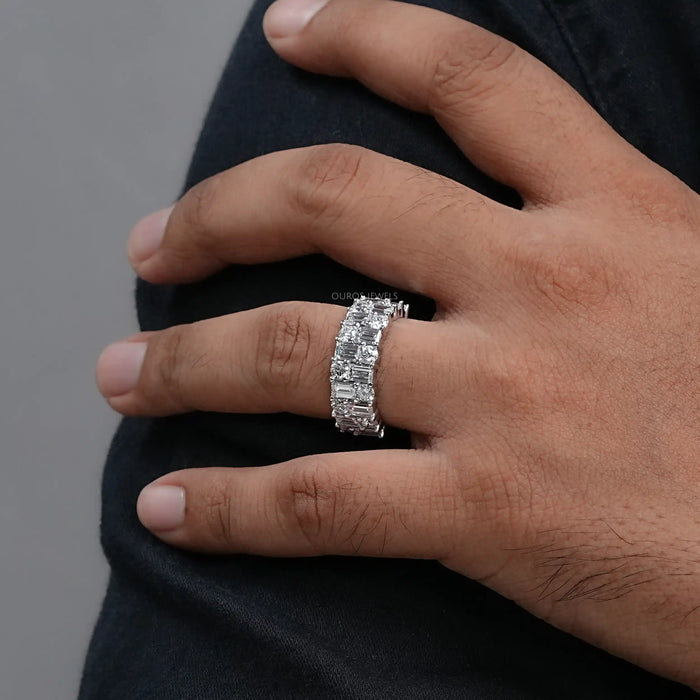 Baguette And Round Brilliant Cut Unisex Rings For Couples Ring