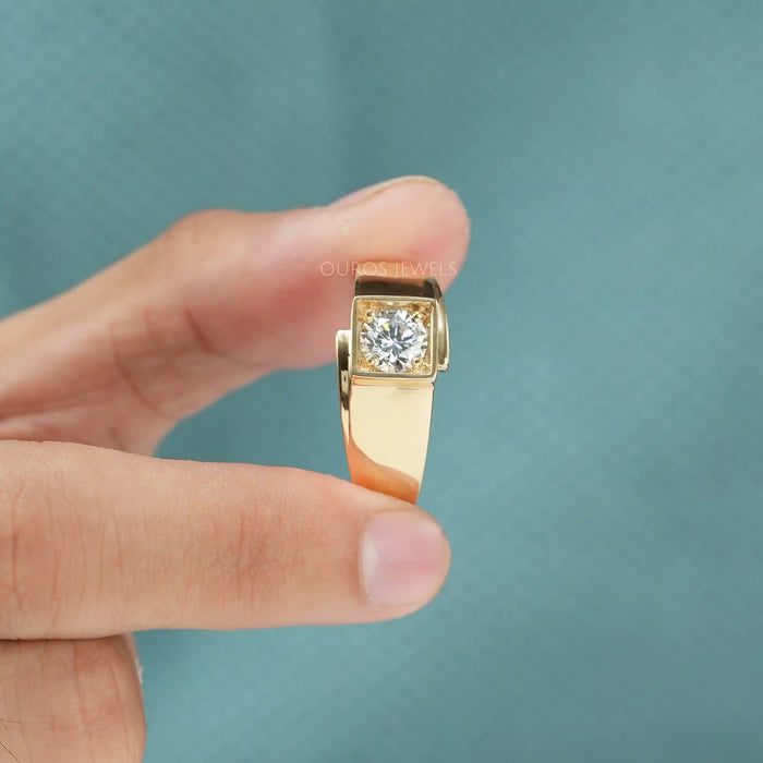 [Mens Lab Grown Diamond Wedding Ring]-[Ouros Jewels]