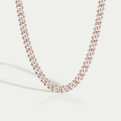 Two Tone Round Cut Miami Cuban Chain Men's Necklace