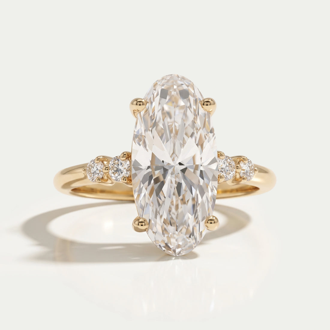 Moval Cut Accent Diamond Engagement Ring