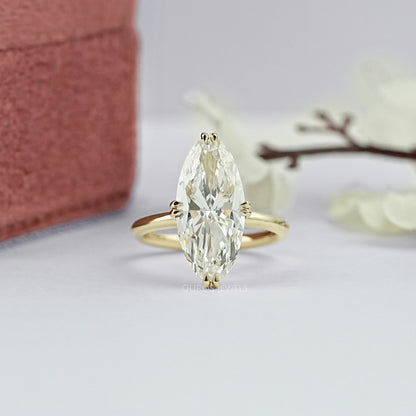 Moval Cut Lab Diamond Hidden Halo Ring