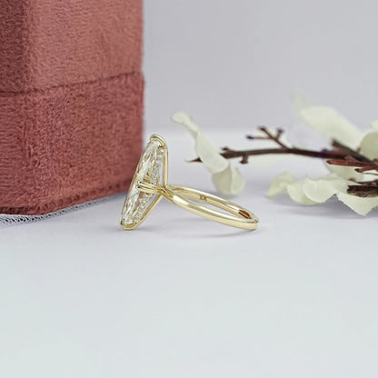 Moval Cut Lab Diamond Hidden Halo Ring