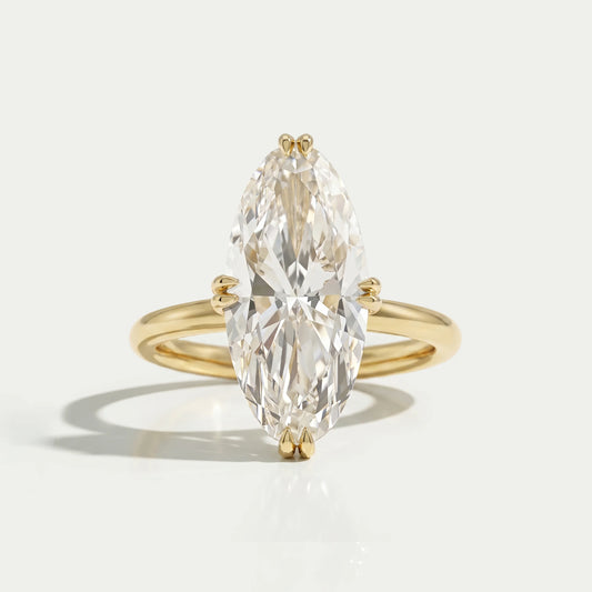 Moval Cut Lab Diamond Hidden Halo Ring Ring