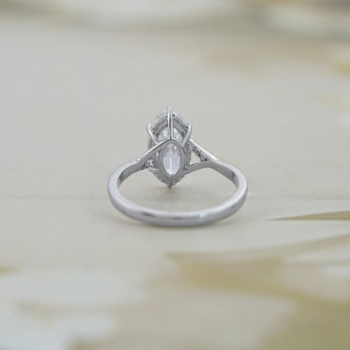 Old Mine Moval Cut Accent Diamond Split Shank Ring Rings