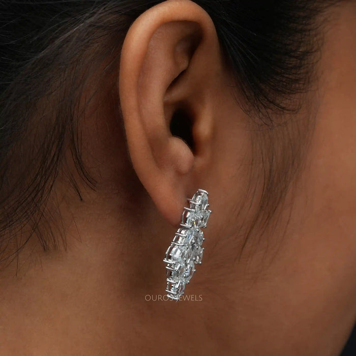 Step Cut Moval And Lonzenge Cut Lab Diamond Earrings Earrings