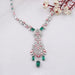 Green Emerald & Pink Pear Diamond Wedding Necklace