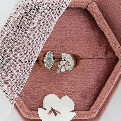 Lozenge Cut Bezel Cluster Wide Open Ring