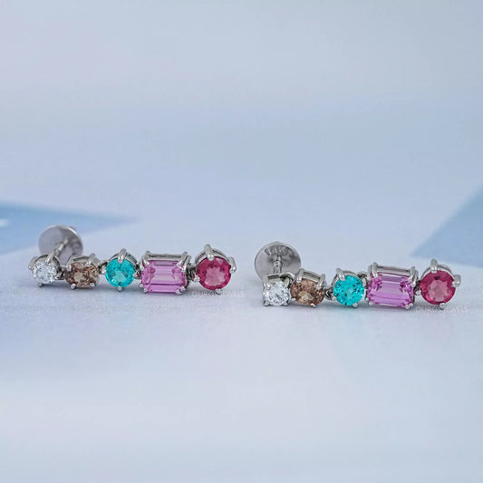 Multi Shape And Gemstone Dangle Drop Earrings Earrings