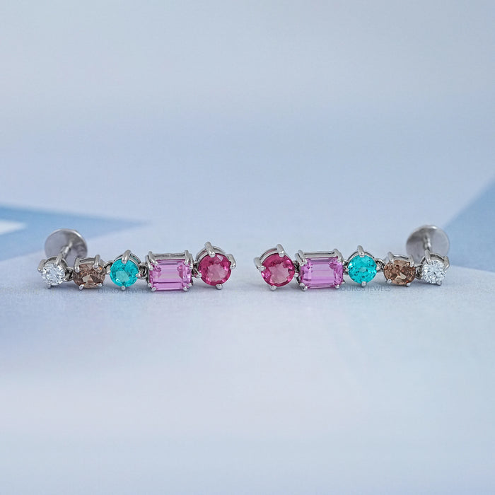 Multi Shape And Gemstone Dangle Drop Earrings Earrings