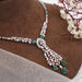Green Emerald & Pink Pear Diamond Wedding Necklace