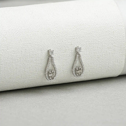 Diamond Layered Teardrop Dangle Earrings Earrings