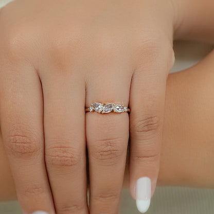 Five Stone Rose Cut Lab Diamond Ring