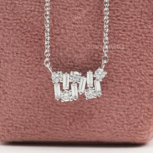 Multi Shape Lab Grown Diamond Cluster Pendant Necklaces