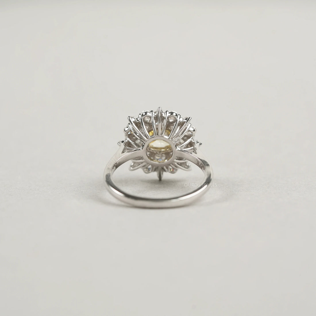 Heart And Pear Shape Halo Sunburst Ring - Cushion Shape