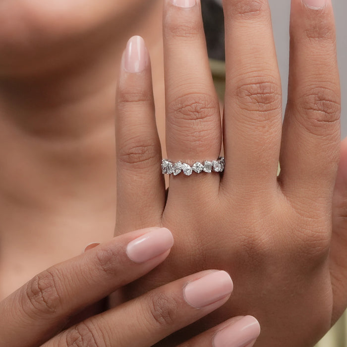 Multi Shape Lab Diamond Full Eternity Wedding Band Rings