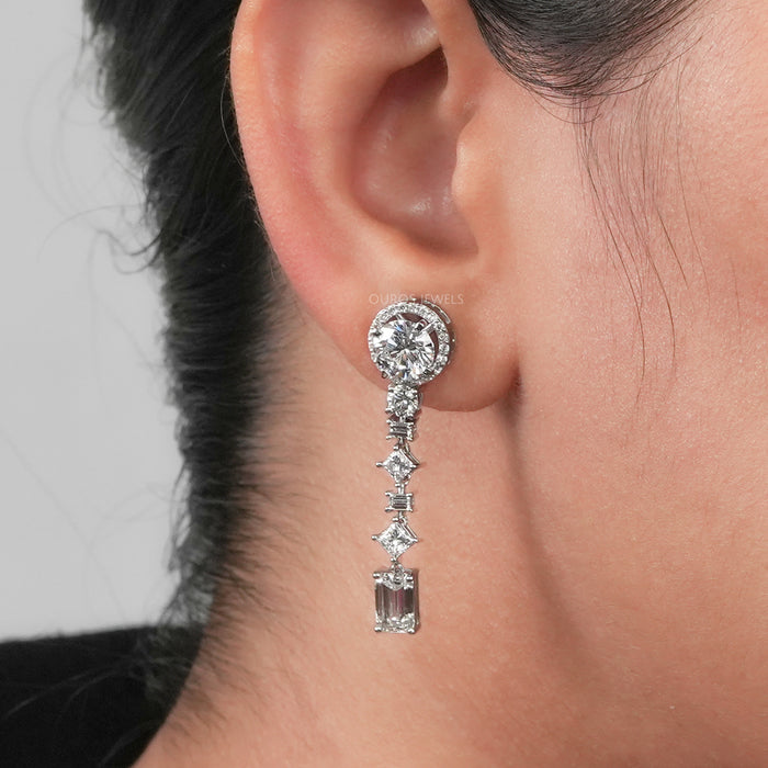 Multi Shape Lab Grown Diamond Drop Earring