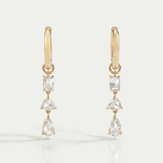 Multi Shape Rose Cut Diamond Hoop Earrings Earrings