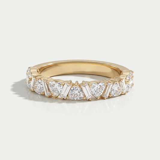 Multi Shape Lab Diamond Wedding Band Ring