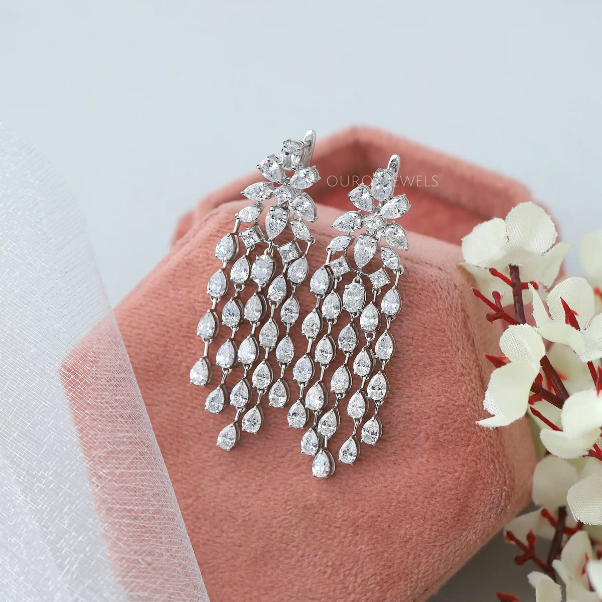 Multi-Shaped Lab Diamond Tassel Chandelier Earring