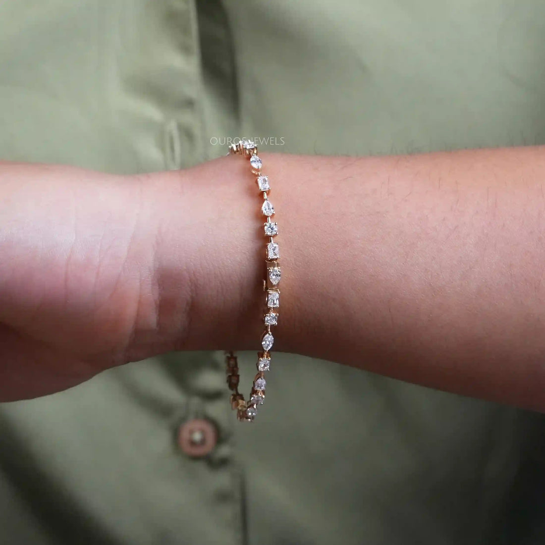 Multi Shape Lab Diamonds East West Setting Bracelet