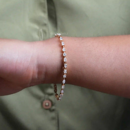 Multi Shape Lab Diamonds East West Setting Bracelet
