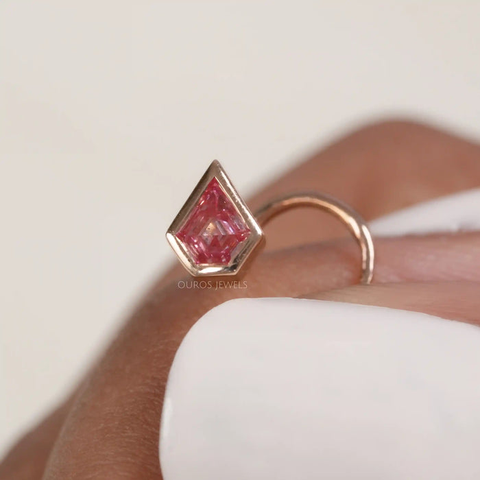 Pink Kite Cut Diamond on Women Hand 
